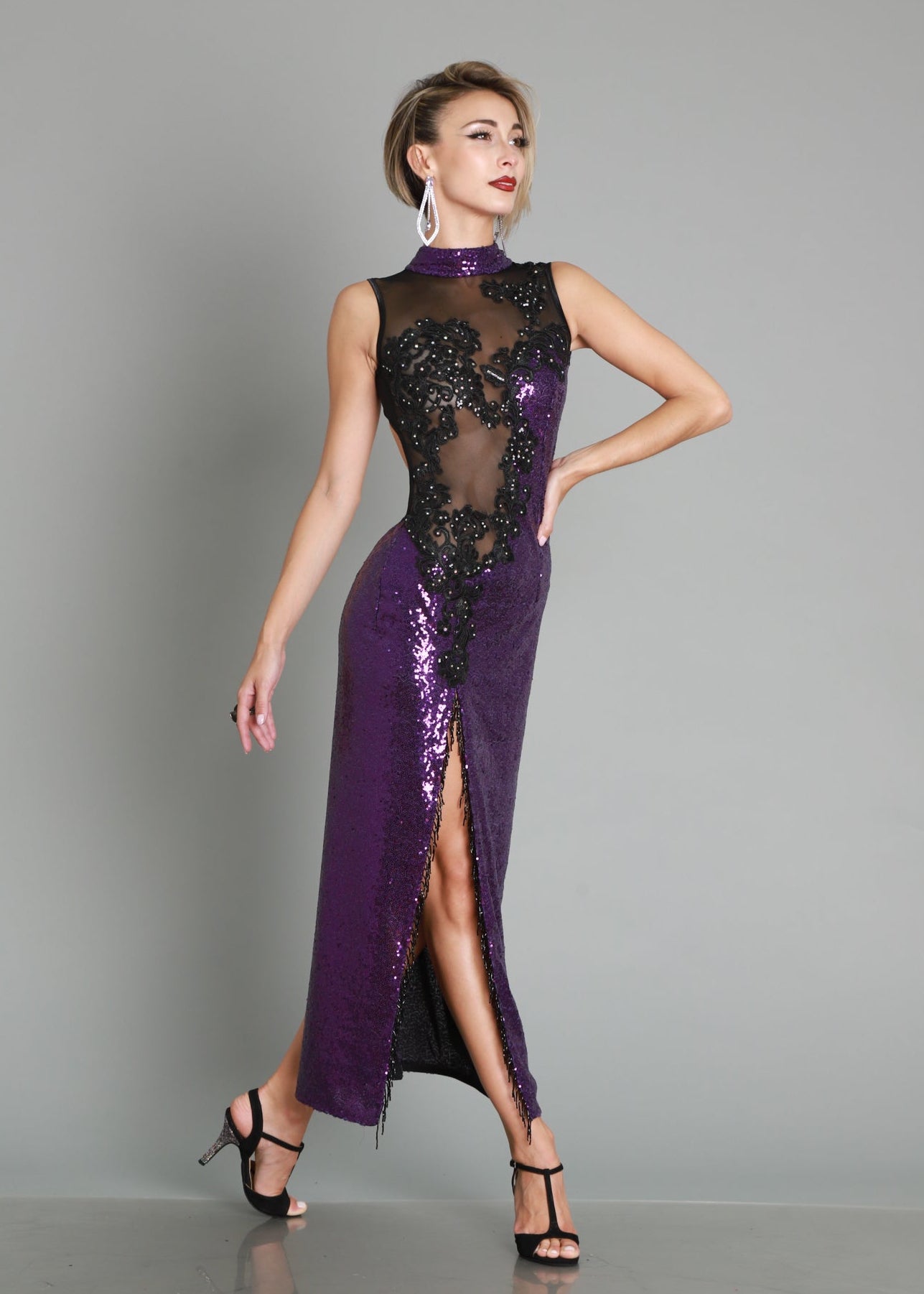 Violet Dress with black details
