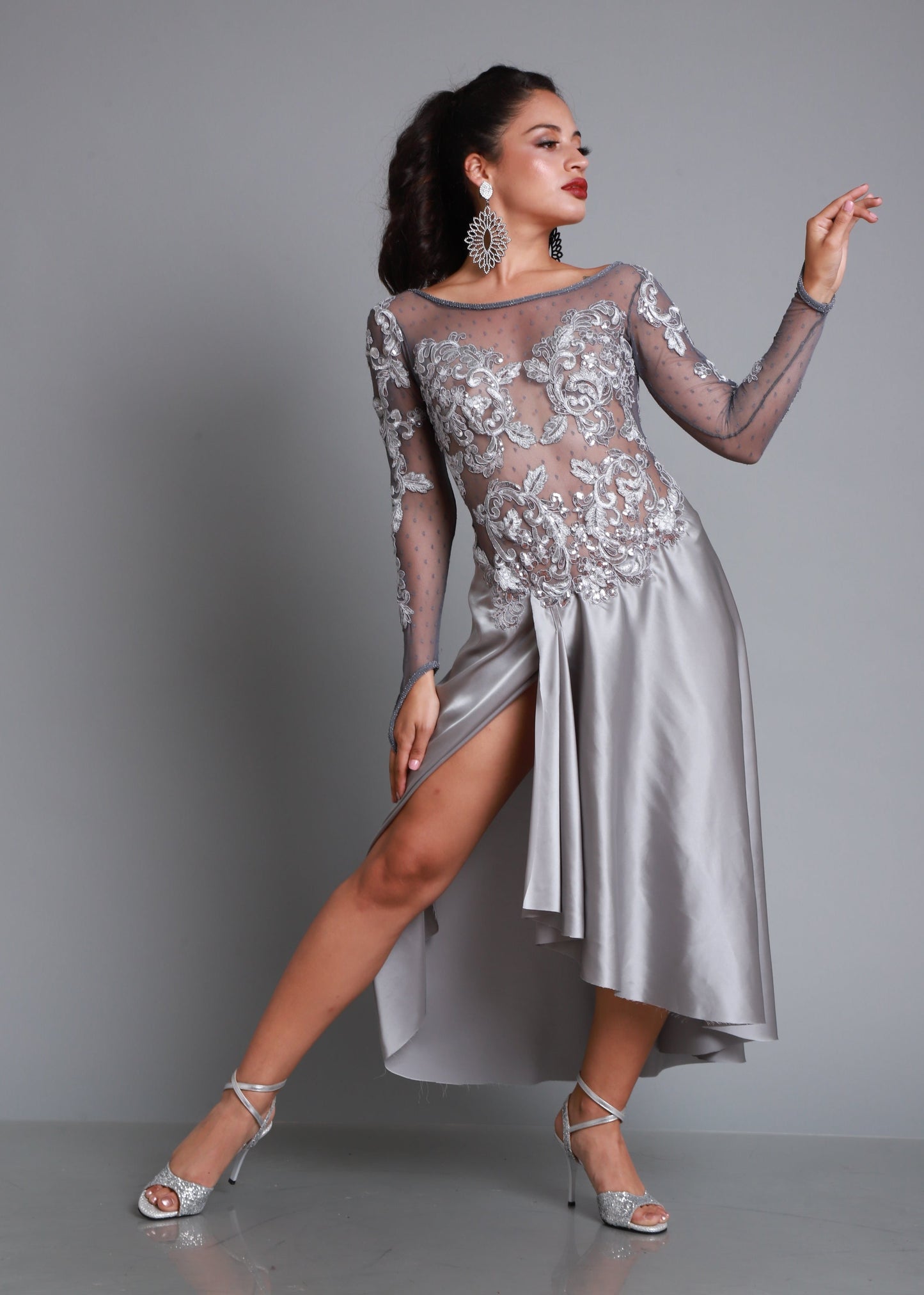 Vestido de Tango PlateadoSH1358
