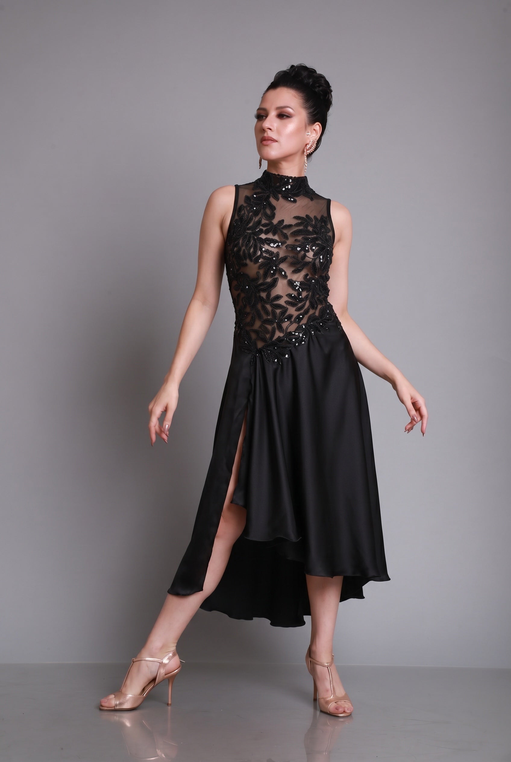 Argentine Tango Stage Dress SH1260 · Open Back & Satin Slit | Mimi