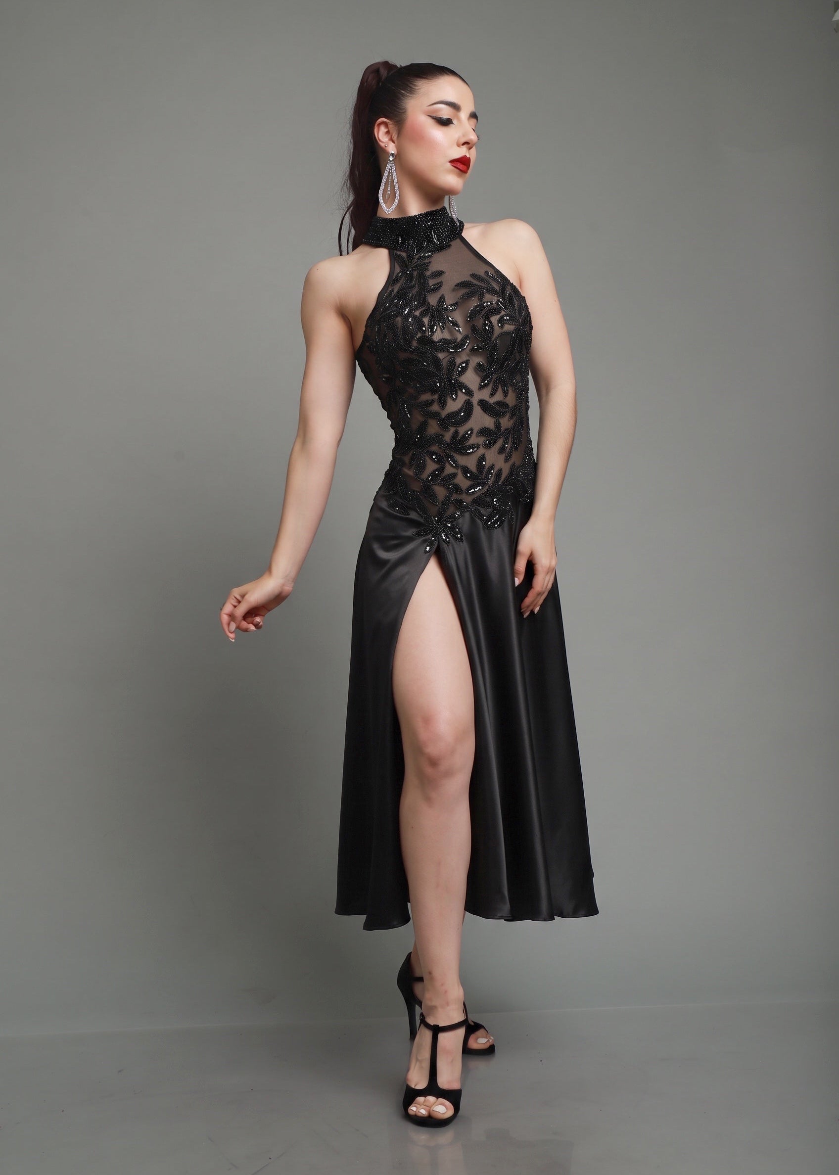 Argentine Tango Stage Dress SH1260 · Open Back & Satin Slit | Mimi