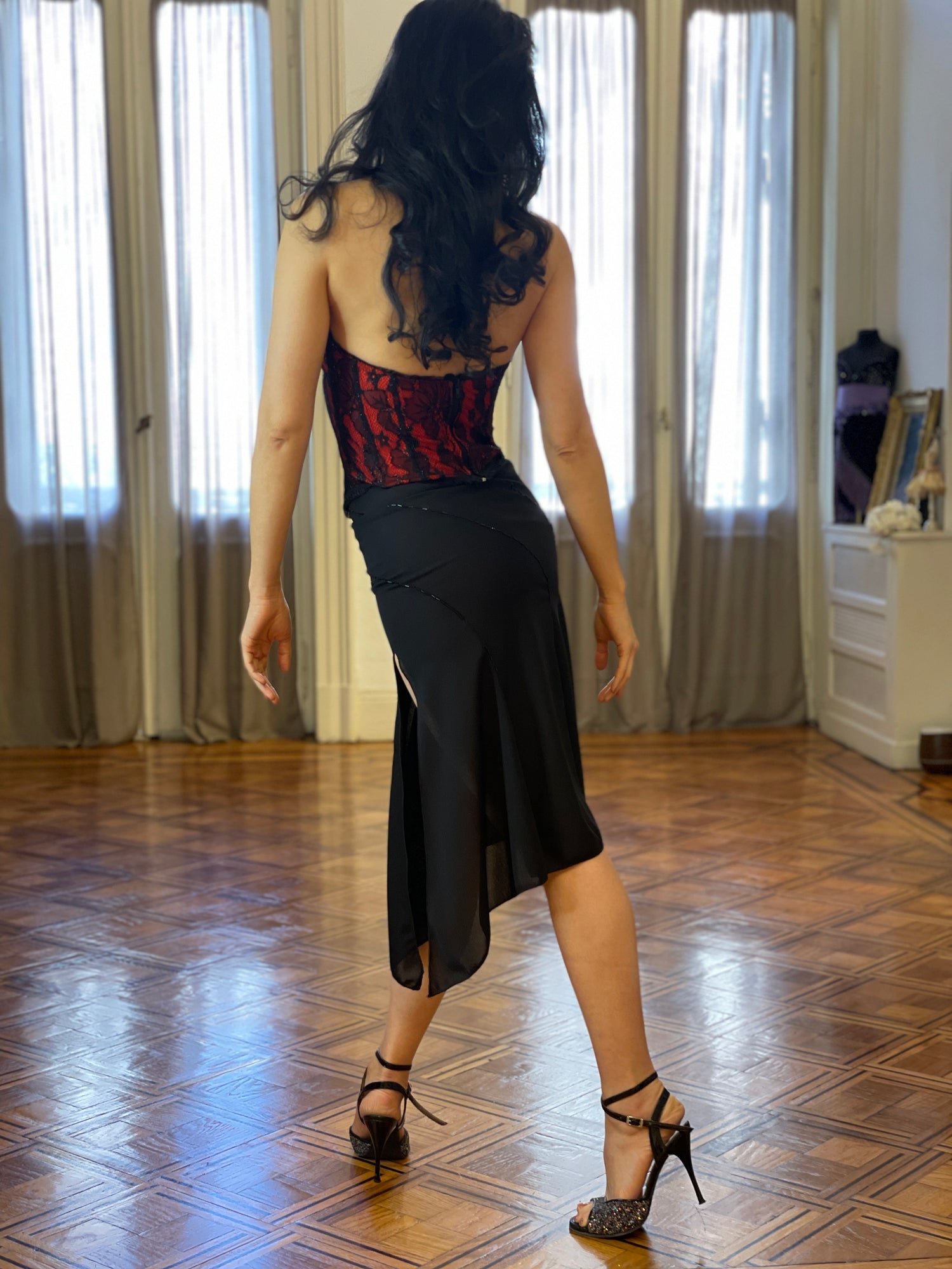 The D1 Argentine Tango Dress (Black, S) : Amazon.co.uk: Fashion