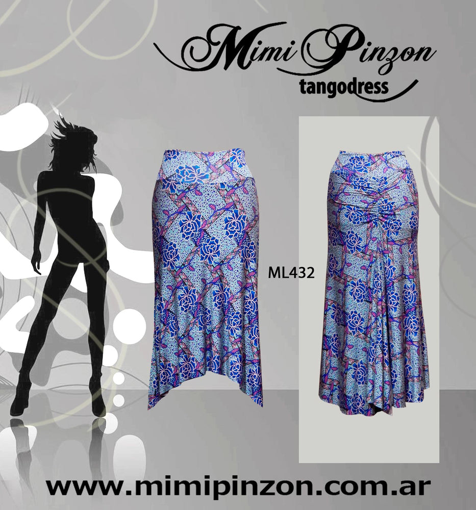 Pollera Tango Salón ML432 - azul
