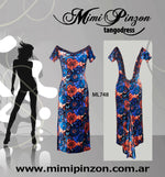 Vestido tango Salon ML748 flores azul