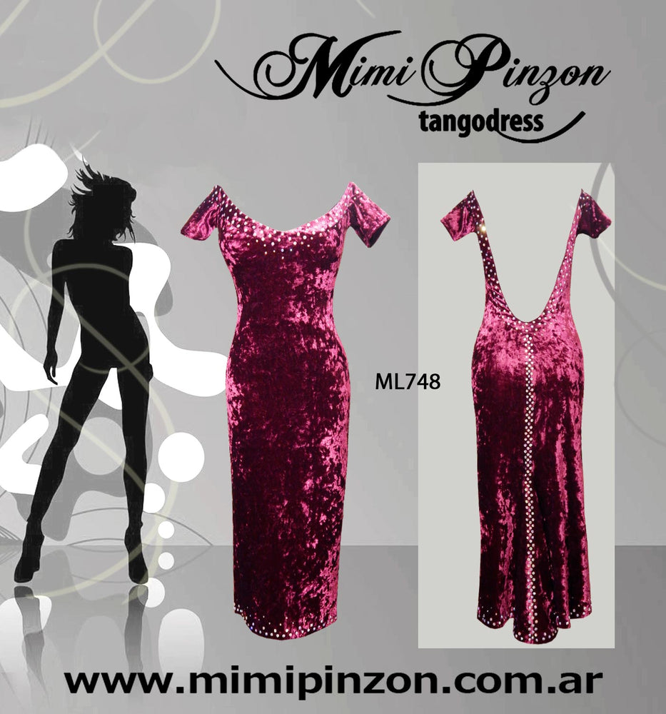 Vestido tango Salon ML748 bordo